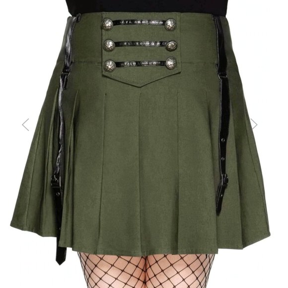 Killstar Dresses & Skirts - Killstar Plus Size Dark Academy Khaki Mini Skirt 3XL NWT